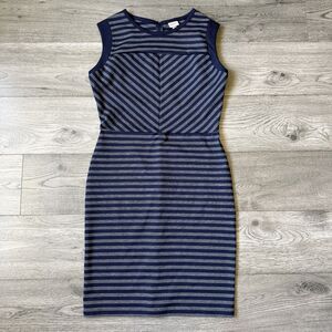 Merona Striped Chevron Sheath Dress Navy‎ and Grey - Size Medium